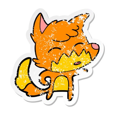 bir çizgi film tilki, sıkıntılı etiket