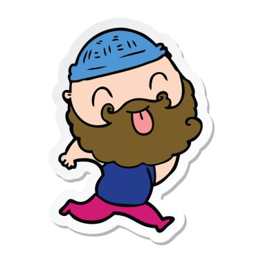 etiket çalışan bir adamın dilini sakallı