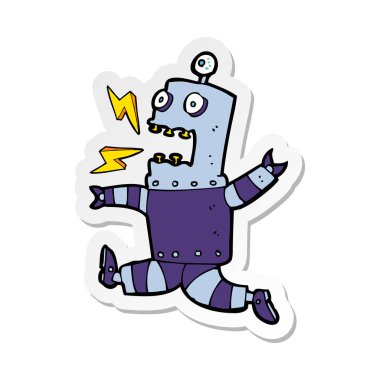 bir çizgi film dehşete robot Sticker