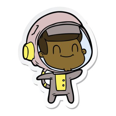 mutlu karikatür astronotun etiket