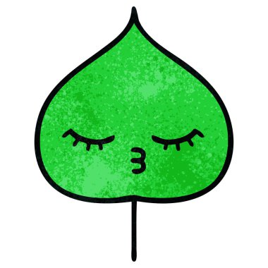 Retro grunge doku karikatür ekspresiyon yaprak