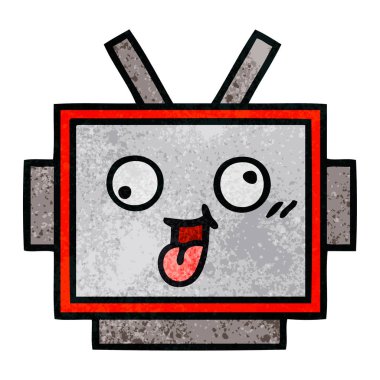 Retro grunge doku çizgi film robot baş