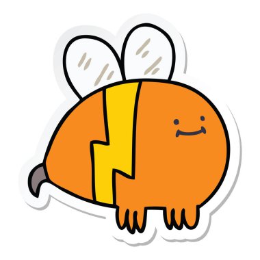 ilginç bir el etiket çizgi film bumblebee çizilmiş