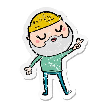 sakallı bir karikatür insanın sıkıntılı etiket