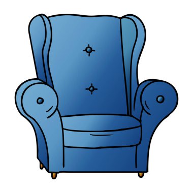 elle çizilmiş degrade çizgi film doodle, eski bir koltuk 