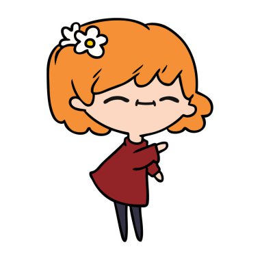 şirin kawaii kız serbest çizilmiş karikatür