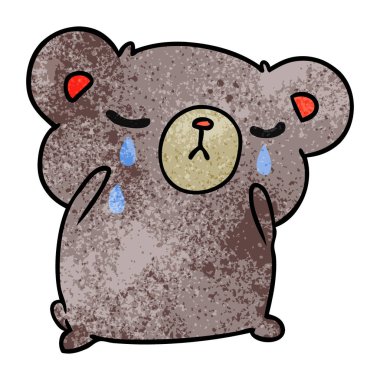 şirin bir ağlayan ayının serbest el çekilmiş dokulu çizgi film