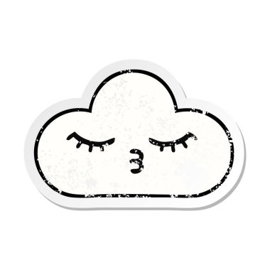 sevimli çizgi beyaz bulut sıkıntılı etiket