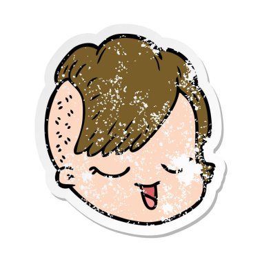 bir çizgi film kadın yüzü sıkıntılı etiket