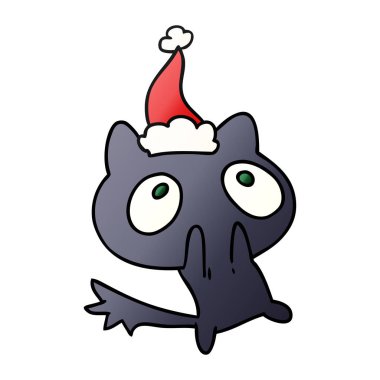 Noel degrade çizgi film kawaii kedi