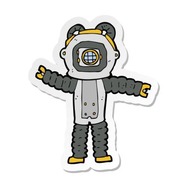 bir çizgi film derin deniz dalgıç etiket