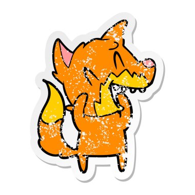 gülünecek bir tilki karikatür sıkıntılı etiket