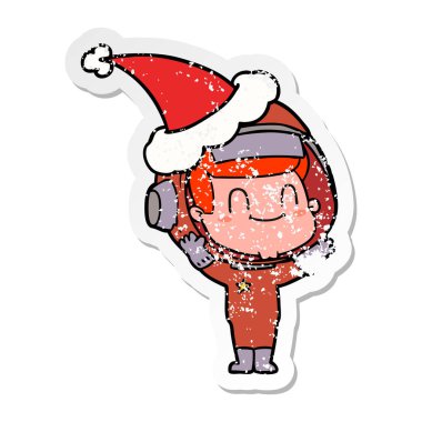 sant giyen bir astronot adam mutlu sıkıntılı etiket karikatür