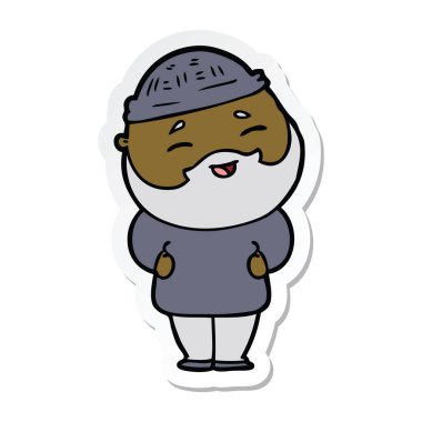 etiket karikatür mutlu bir sakallı adamın