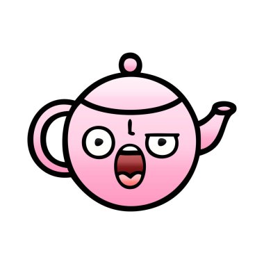 Degrade gölgeli karikatür çaydanlık