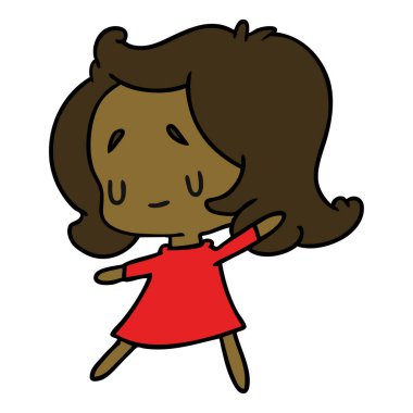 bir şirin kawaii kız çizgi film