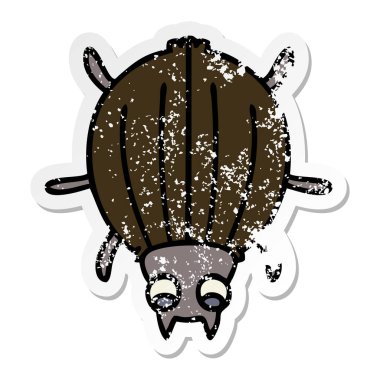 ilginç bir el sıkıntılı etiket karikatür böceği çizilmiş