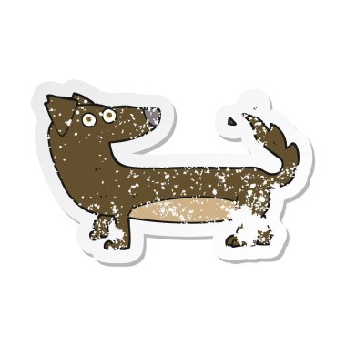 Retro sıkıntılı etiket bir karikatür köpek