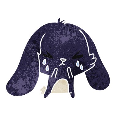 şirin kawaii üzgün Bunny Retro çizgi film