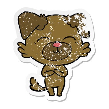 sıkıntılı etiket bir karikatür köpek