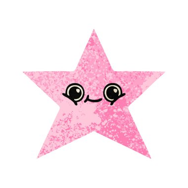 Retro illüstrasyon tarzı çizgi film yıldız balık