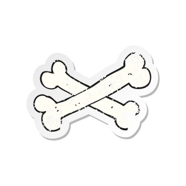 bir çizgi film kemik Retro sıkıntılı etiket