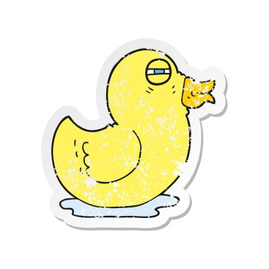 çizgi film lastik ördek Retro sıkıntılı etiket