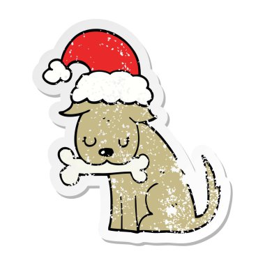 şirin bir Noel köpek sıkıntılı etiket