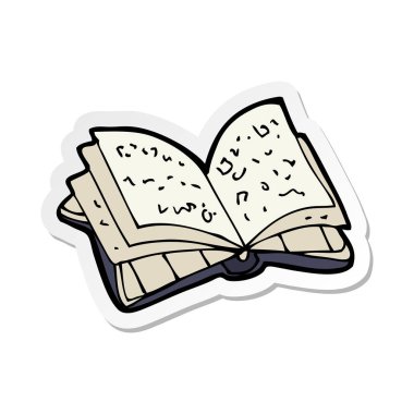 etiket bir karikatür açık kitap