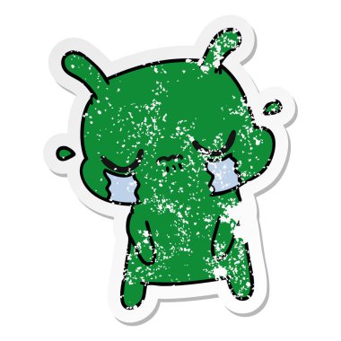 sıkıntılı etiket karikatür şirin üzgün yabancı