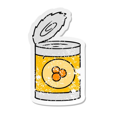 sıkıntılı etiket karikatür doodle şeftali konservesi