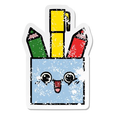 bir sevimli çizgi kalem tencere sıkıntılı etiket