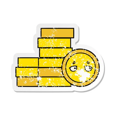 sevimli çizgi sıkıntılı etiket paralar