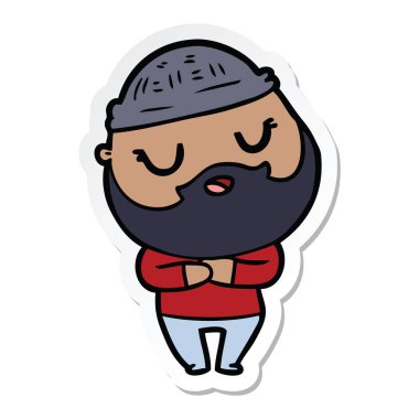 Sakallı sevimli çizgi adam etiketi