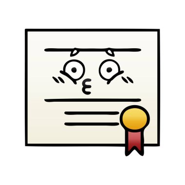 Mezuniyet diploma degrade gölgeli çizgi film