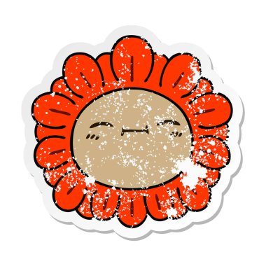 ilginç bir el sıkıntılı etiket karikatür çiçek çizilmiş 