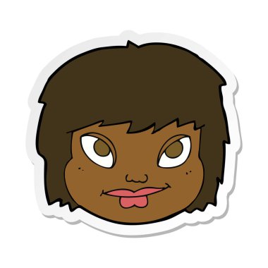 bir çizgi film kadın yüzü etiket