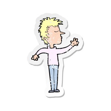 bir çizgi film küçümseyen adamın Retro sıkıntılı etiket