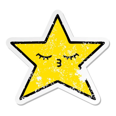 sevimli çizgi altın yıldız sıkıntılı etiket