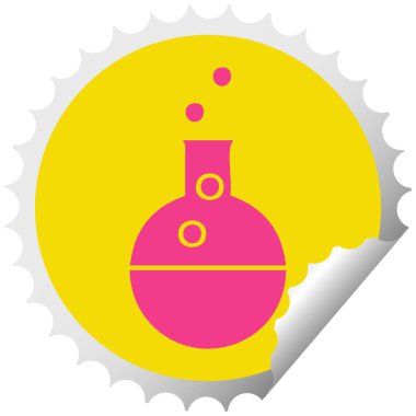 dairesel peeling etiket karikatür bir bilimsel deney