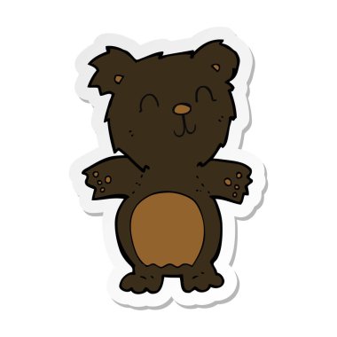 bir çizgi film sevimli siyah ayı yavrusu etiket