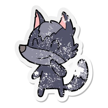 bir dostu karikatür kurt sıkıntılı etiket