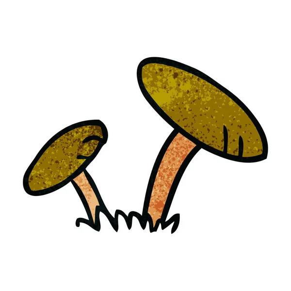Cartone animato strutturato scarabocchio di alcuni funghi — Vettoriale Stock