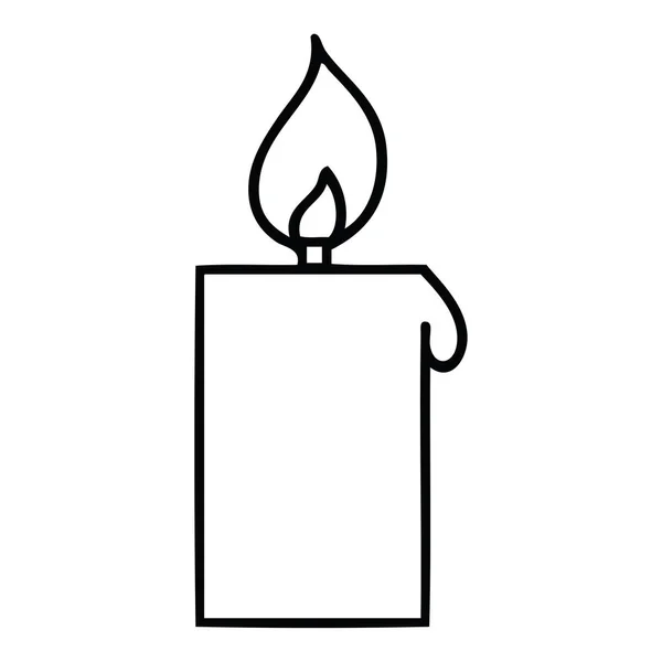 Line drawing cartoon lit candle — Stock Vector