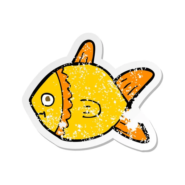Retro noodlijdende sticker van een cartoon-vis — Stockvector