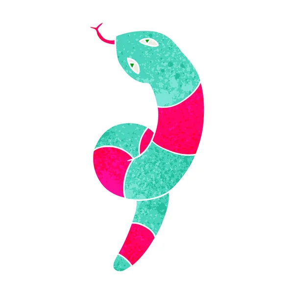 Dibujo Retro Dibujado Mano Alzada Una Serpiente Larga — Vector de stock