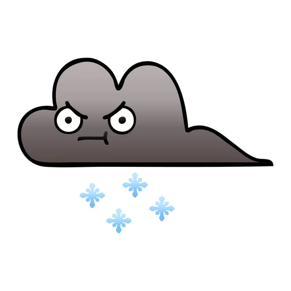 Gradiente sombreado cartoon tempestade neve nuvem — Vetor de Stock