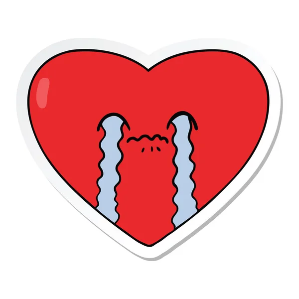 Aufkleber eines Cartoons Liebe krankes Herz — Stockvektor