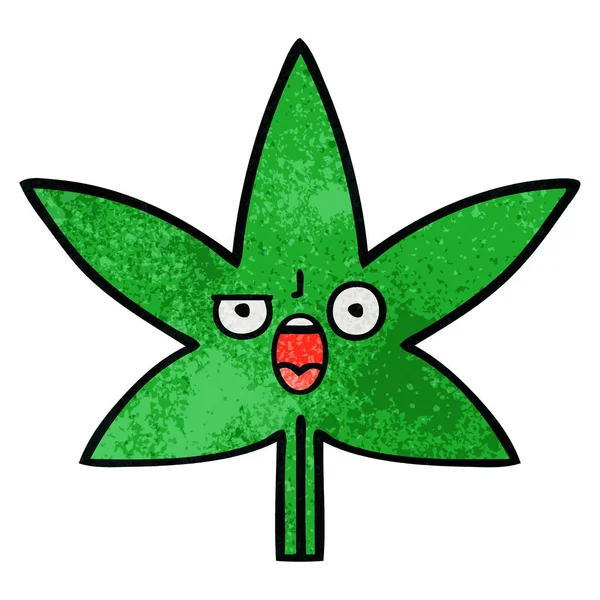 Retro grunge doku karikatür marihuana yaprağı