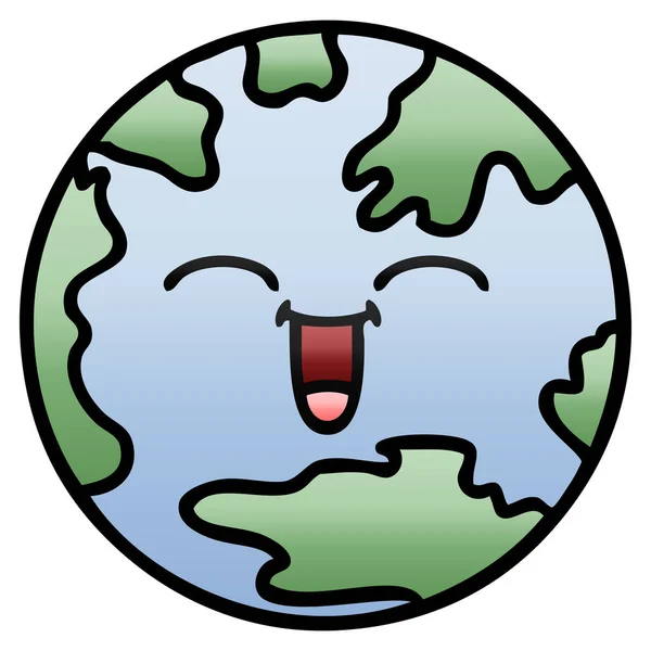 그라데이션 음영된 만화 행성 지구 — 스톡 벡터
